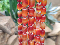 Polished Carnelian Agate Barrel Shaped Beaded Necklace - Sold per Item - From Madagascar