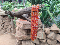 Polished Carnelian Agate Barrel Shaped Beaded Necklace - Sold per Item - From Madagascar