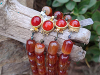 Polished Carnelian Agate Barrel Shaped Beaded Necklace - Sold per Item - From Madagascar