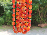 Polished Carnelian Agate Barrel Shaped Beaded Necklace - Sold per Item - From Madagascar