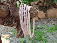 Polished Rose Quartz Multi Strand Bead Necklace with Cabochon Clasp - Sold Per Item - From Madagascar