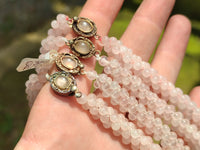 Polished Rose Quartz Multi Strand Bead Necklace with Cabochon Clasp - Sold Per Item - From Madagascar