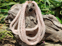 Polished Rose Quartz Multi Strand Bead Necklace with Cabochon Clasp - Sold Per Item - From Madagascar