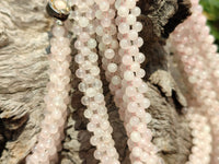 Polished Rose Quartz Multi Strand Bead Necklace with Cabochon Clasp - Sold Per Item - From Madagascar