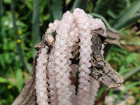 Polished Rose Quartz Multi Strand Bead Necklace with Cabochon Clasp - Sold Per Item - From Madagascar