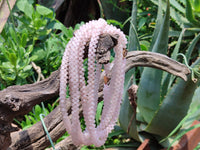 Polished Rose Quartz Multi Strand Bead Necklace with Cabochon Clasp - Sold Per Item - From Madagascar