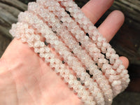 Polished Rose Quartz Multi Strand Bead Necklace with Cabochon Clasp - Sold Per Item - From Madagascar