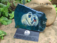 Hand Made Vervet Monkey Family Decoupage on Moss Agate Stone Slabs - sold per item - From South Africa