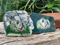 Hand Made Vervet Monkey Family Decoupage on Moss Agate Stone Slabs - sold per item - From South Africa