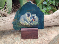 Hand Made Vervet Monkey Family Decoupage on Moss Agate Stone Slabs - sold per item - From South Africa