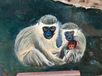 Hand Made Vervet Monkey Family Decoupage on Moss Agate Stone Slabs - sold per item - From South Africa