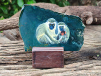 Hand Made Vervet Monkey Family Decoupage on Moss Agate Stone Slabs - sold per item - From South Africa