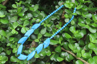 Polished Blue Turquenite - Howlite Fancy Leaf Necklace - Sold Per Pair - From Zimbabwe