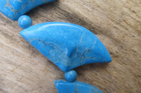 Polished Blue Turquenite - Howlite Fancy Leaf Necklace - Sold Per Pair - From Zimbabwe