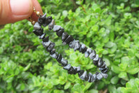 Polished Snowflake Obsidian Tumble Chip  Bead Bracelet - Sold per Item - From Mexico