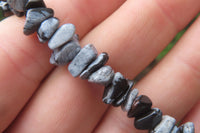 Polished Snowflake Obsidian Tumble Chip  Bead Bracelet - Sold per Item - From Mexico