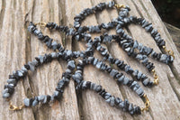 Polished Snowflake Obsidian Tumble Chip  Bead Bracelet - Sold per Item - From Mexico