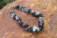 Polished Snowflake Obsidian Tumble Chip  Bead Bracelet - Sold per Item - From Mexico