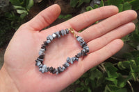 Polished Snowflake Obsidian Tumble Chip  Bead Bracelet - Sold per Item - From Mexico