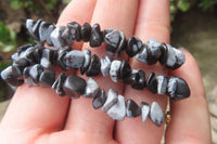 Polished Snowflake Obsidian Tumble Chip  Bead Bracelet - Sold per Item - From Mexico