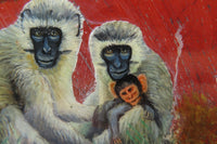 Hand Made Vervet Monkey Family Decoupage on Red Jasper Stone Slabs - sold per item - From South Africa