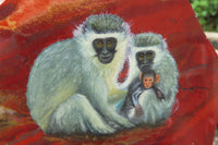 Hand Made Vervet Monkey Family Decoupage on Red Jasper Stone Slabs - sold per item - From South Africa