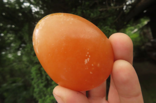 Polished Orange Twist Calcite Palm Stones x 20 From Madagascar