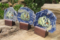 Hand Made Vervet Monkey Family Decoupage on Sodalite Stone Slabs - sold per item - From Namibia