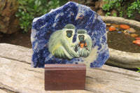 Hand Made Vervet Monkey Family Decoupage on Sodalite Stone Slabs - sold per item - From Namibia