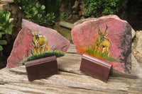 Hand Made Kudu Decoupage Stone Slabs x 4 From Southern Africa