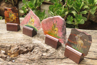 Hand Made Kudu Decoupage Stone Slabs x 4 From Southern Africa