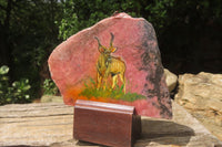 Hand Made Kudu Decoupage Stone Slabs x 4 From Southern Africa