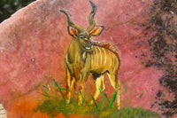 Hand Made Kudu Decoupage Stone Slabs x 4 From Southern Africa