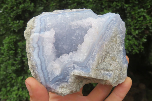 Natural Blue Lace Agate Geode Specimens x 2 From Malawi