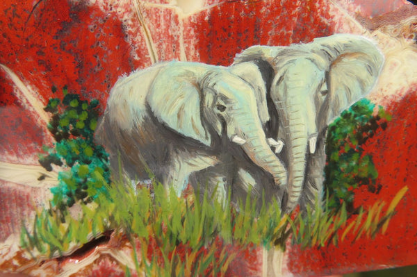 Hand Made Elephant Decoupage Stone Slabs x 6 From Southern Africa