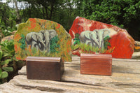 Hand Made Elephant Decoupage Stone Slabs x 6 From Southern Africa