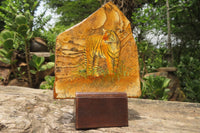 Hand Made Tiger Decoupage on Picture Stone Jasper Stone Slabs - sold per item - From Namibia