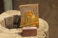 Hand Made Tiger Decoupage on Picture Stone Jasper Stone Slabs - sold per item - From Namibia