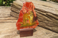 Hand Made Tigers Decoupage on Red Jasper Stone Slabs - sold per item - From South Africa