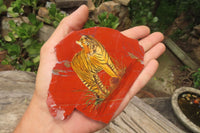 Hand Made Tigers Decoupage on Red Jasper Stone Slabs - sold per item - From South Africa