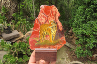 Hand Made Tigers Decoupage on Red Jasper Stone Slabs - sold per item - From South Africa