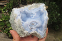 Natural Blue Lace Agate Geode Specimens x 4 From Malawi