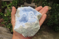 Natural Blue Lace Agate Geode Specimens x 4 From Malawi