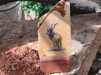 Hand Made Kudu Buck Decoupage on Picture Stone Stone Slabs - sold per item - From Namibia