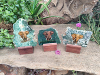 Hand Made Elephant Decoupage on Moss Agate Stone Slabs - Sold Per Item - From Mpumalanga, South Africa