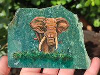 Hand Made Elephant Decoupage on Moss Agate Stone Slabs - Sold Per Item - From Mpumalanga, South Africa