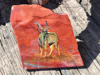 Hand Made Kudu Decoupage on Red Jasper Stone Slabs - sold per item - From South Africa