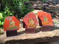 Hand Made Kudu Decoupage on Red Jasper Stone Slabs - sold per item - From South Africa