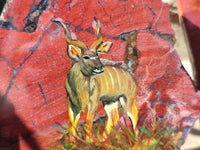 Hand Made Kudu Decoupage on Red Jasper Stone Slabs - sold per item - From South Africa