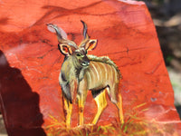 Hand Made Kudu Decoupage on Red Jasper Stone Slabs - sold per item - From South Africa